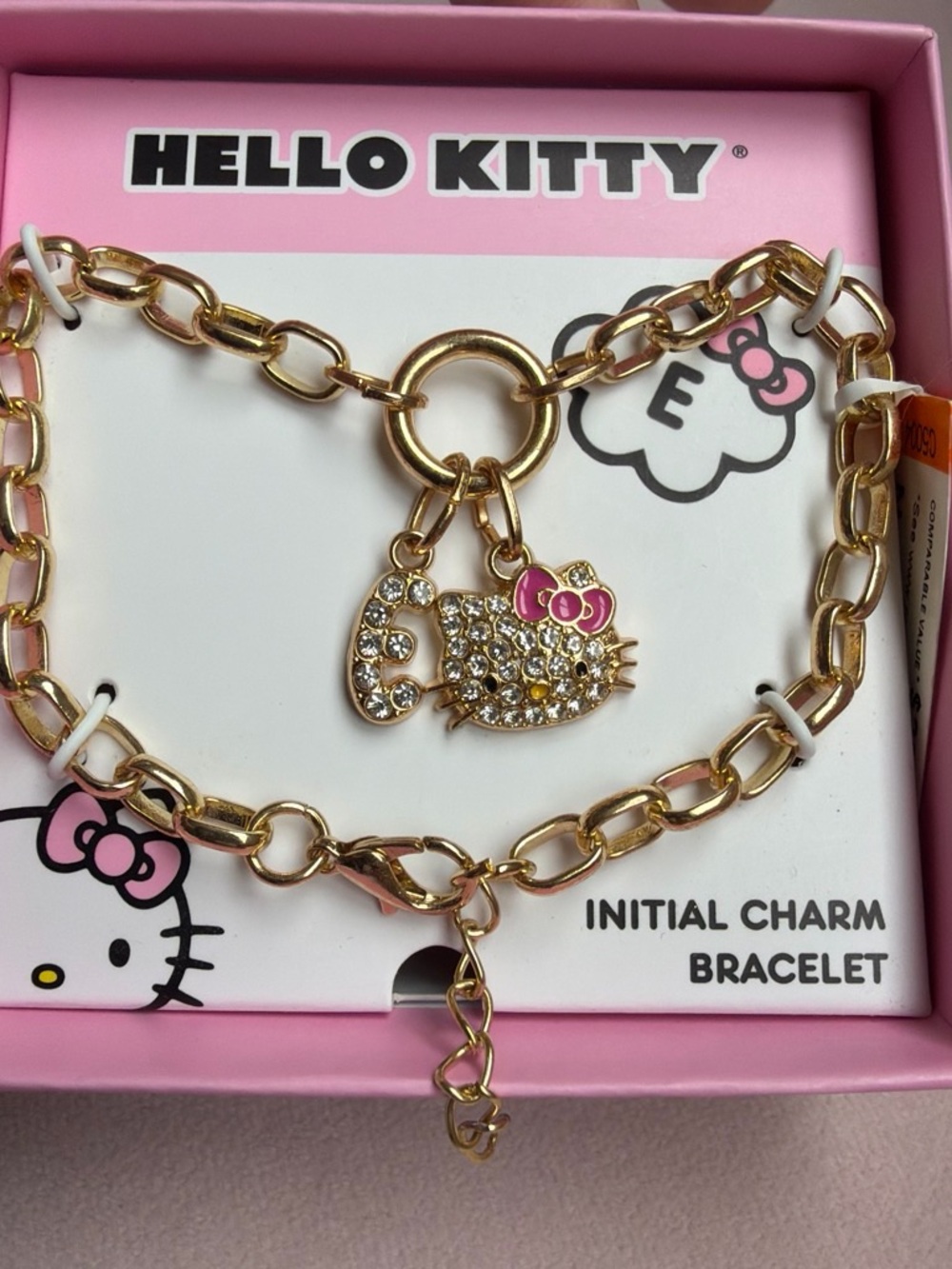 Hello Kitty Gold and Pink Initial Charm Bracelet